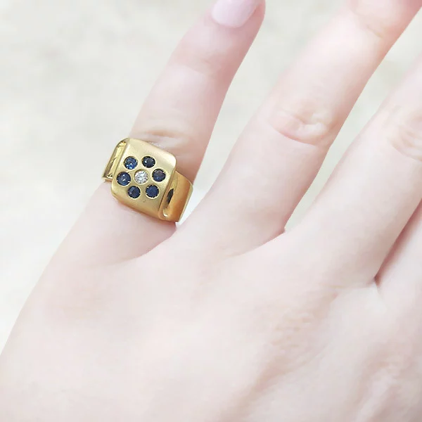 Anillo Azul Floral - Imagen 5